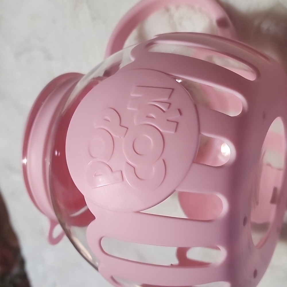 Pop Corn Pot With Handle And Strainer & Candle Holders, Pink Glass Bottle. - Picture 2 of 9